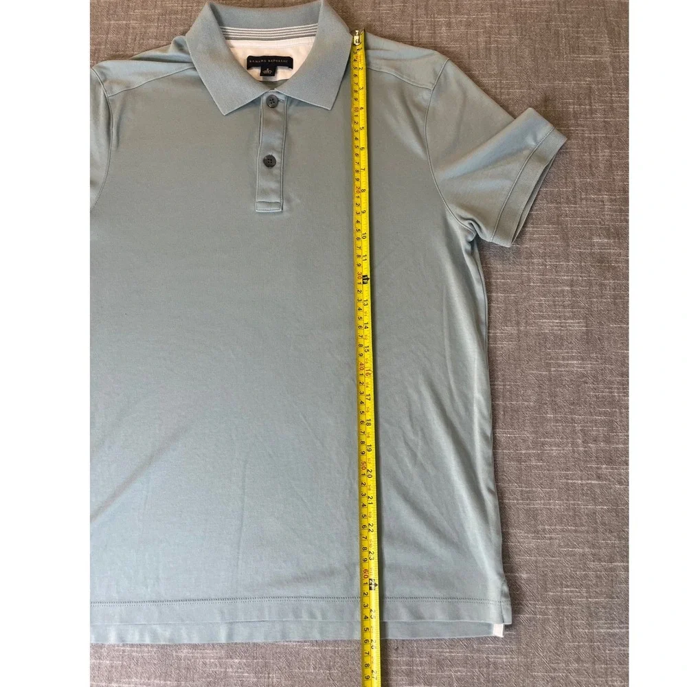 Banana Republic Mens Cotton Polo Shirt Sage Green‎ Blue Short Sleeve S 719494-01